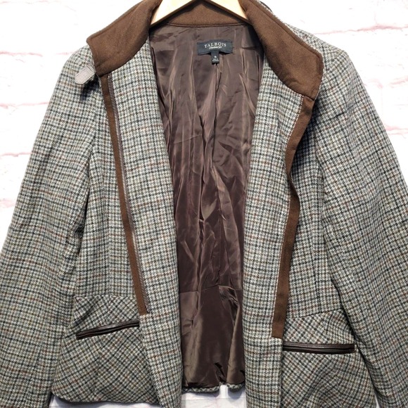 Talbots Jacket Womens 16 Gray Brown Plaid Wool Blend Heritage Riding Equestrian - Picture 5 of 15